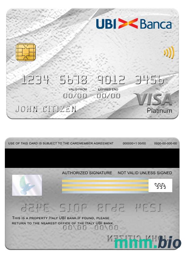 Italy UBI bank visa platyna karta przykład w formacie PSD